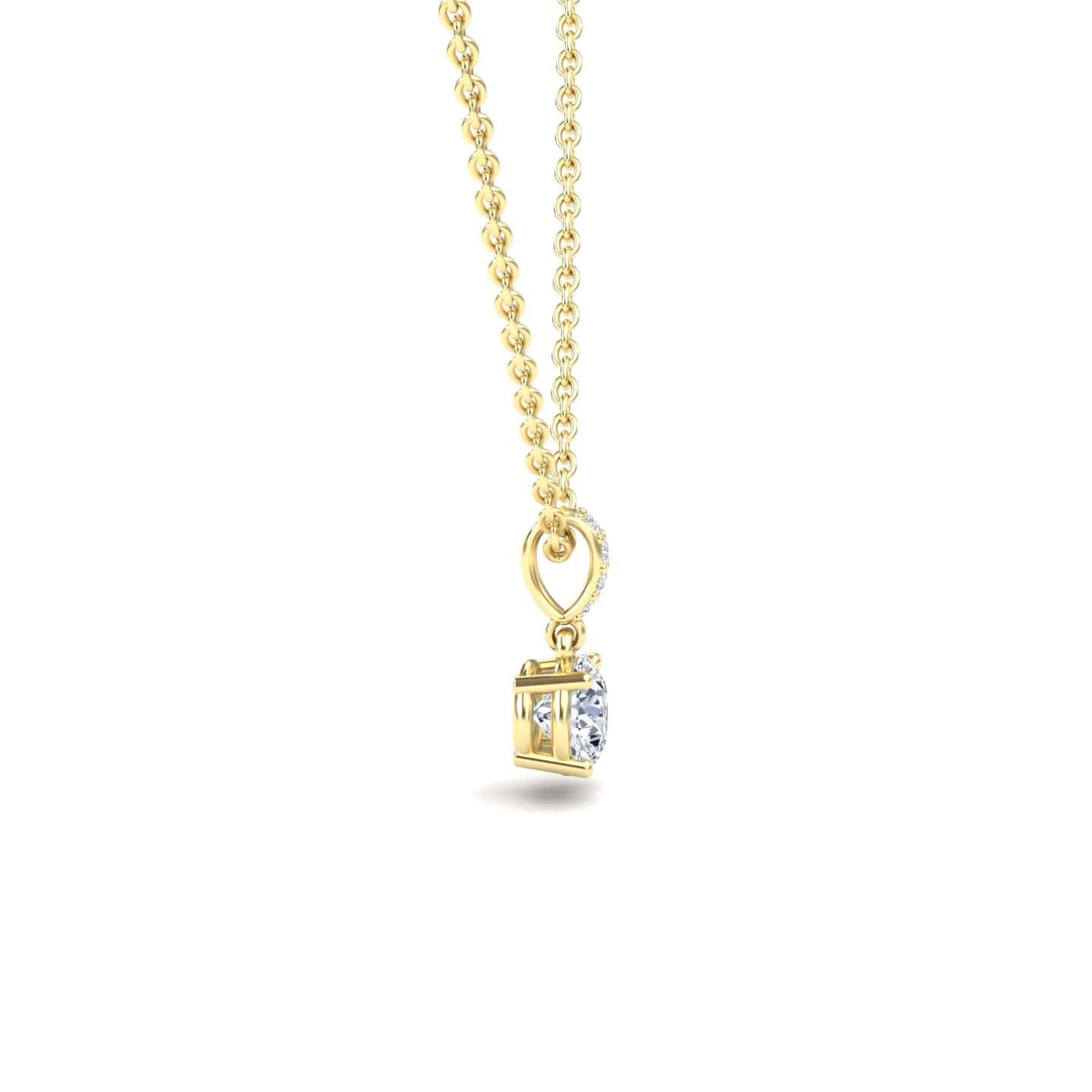 White Diamond Pave Bail Solitaire Necklace - Regina