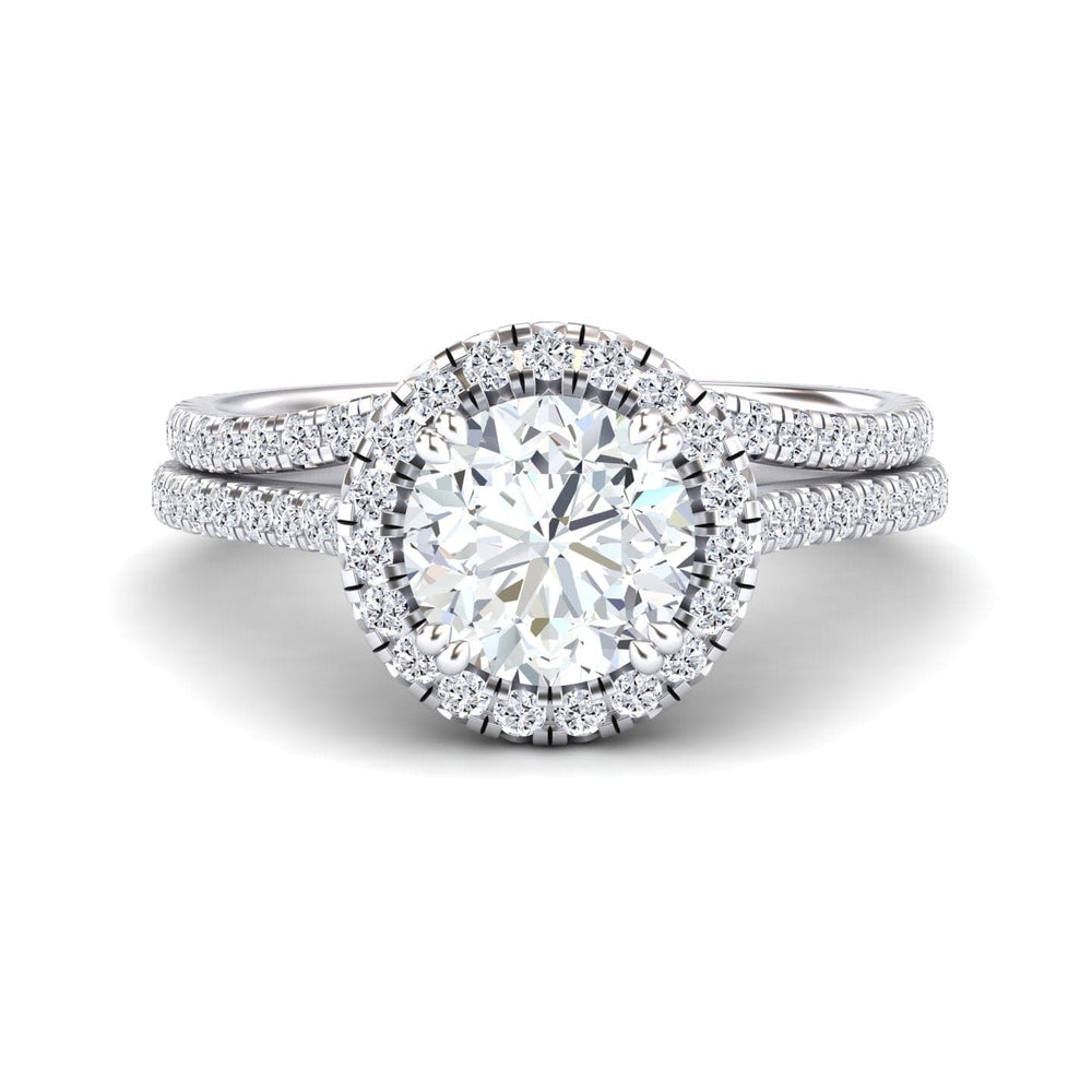 White Diamond Halo Bridal Ring Set Engagement Ring