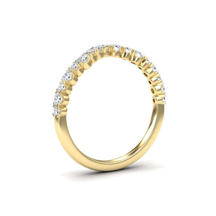 White Diamond Stackable Curved Wedding Ring - Shaina