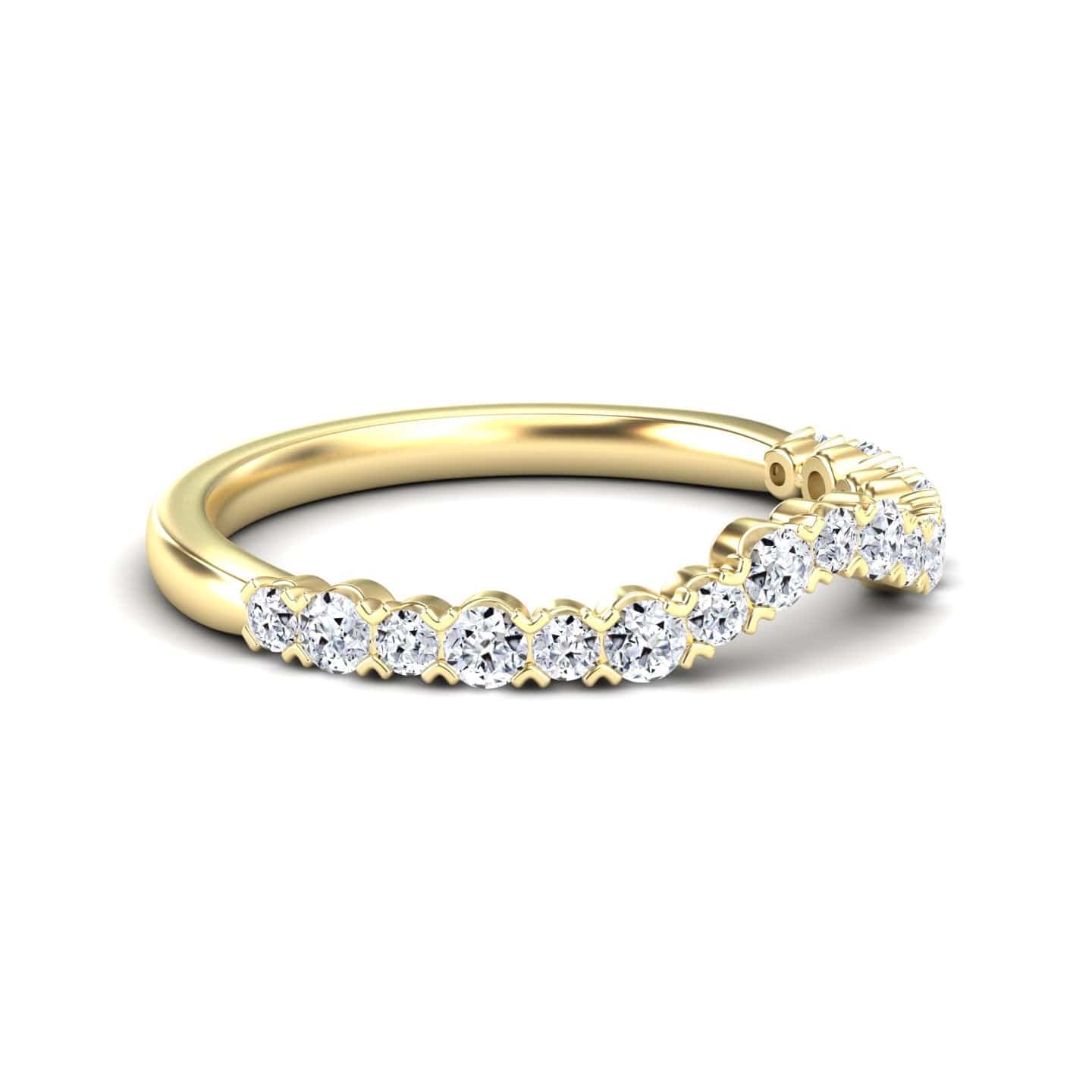 White Diamond Stackable Curved Wedding Ring - Shaina