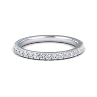 White Diamond Pave Set Half Eternity Wedding Band - Baozhen