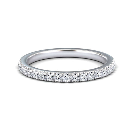 White Diamond Pave Set Half Eternity Wedding Band - Baozhen