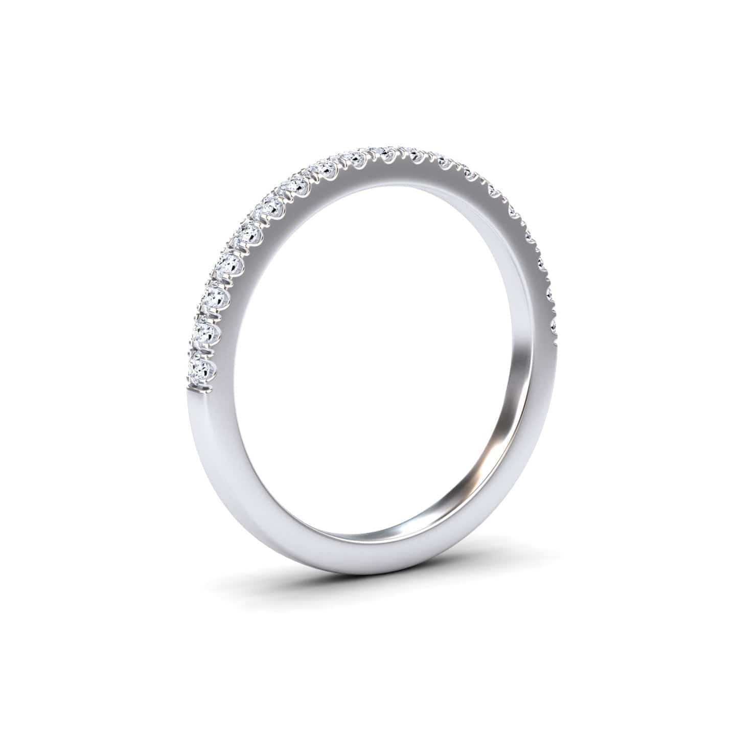 White Diamond Pave Set Half Eternity Wedding Band - Baozhen