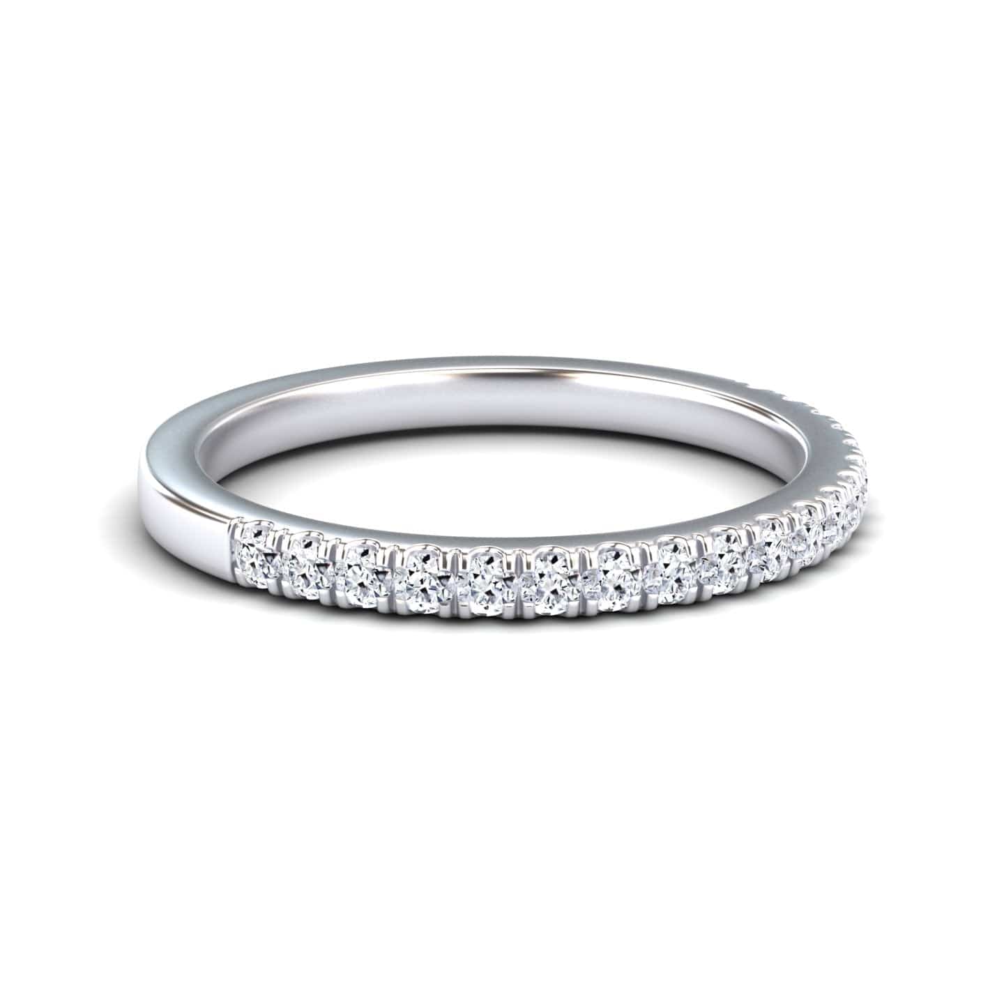 White Diamond Pave Set Half Eternity Wedding Band - Baozhen