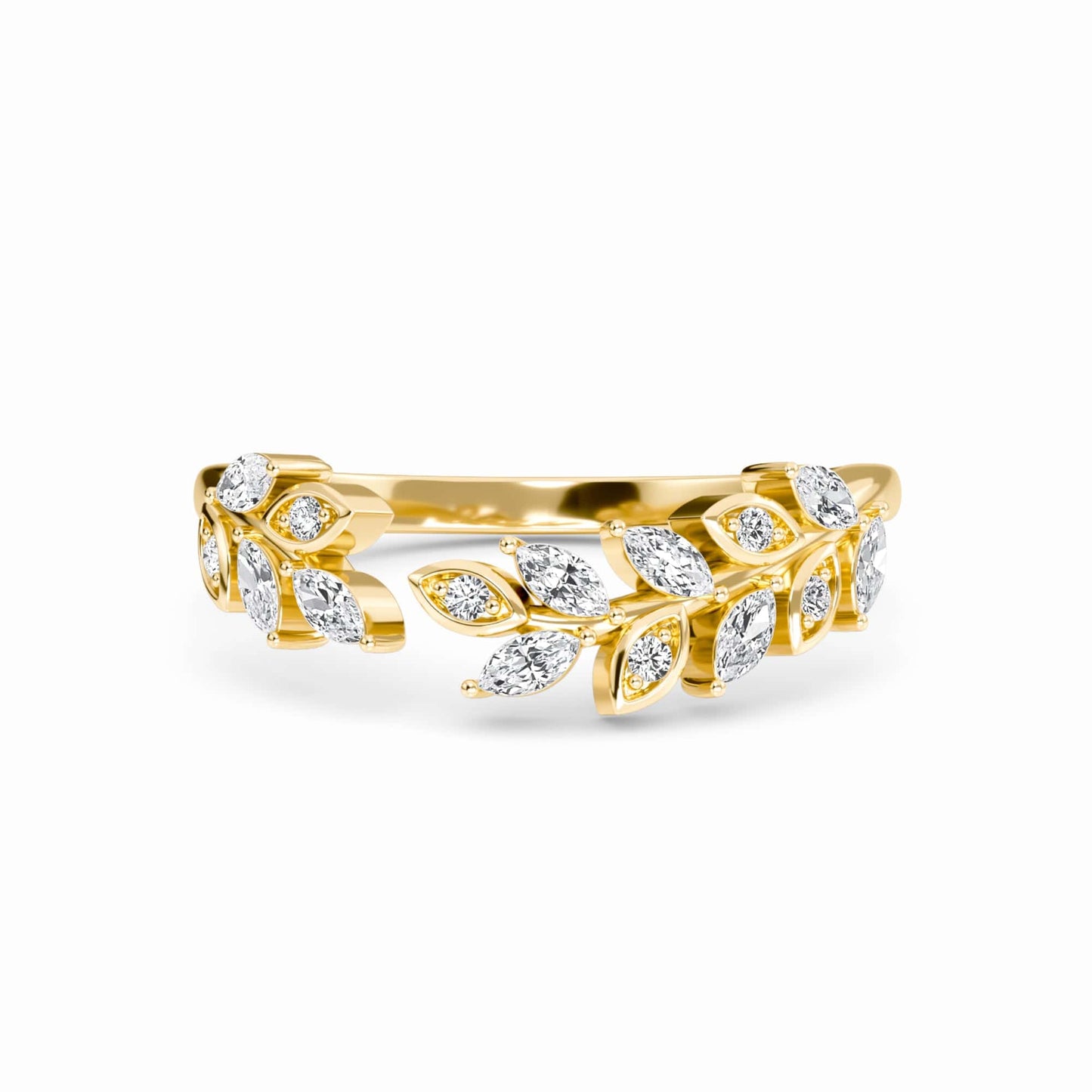 White Diamond Floral Hidden Halo Three Stone Bridal Engagement Ring - Rachel