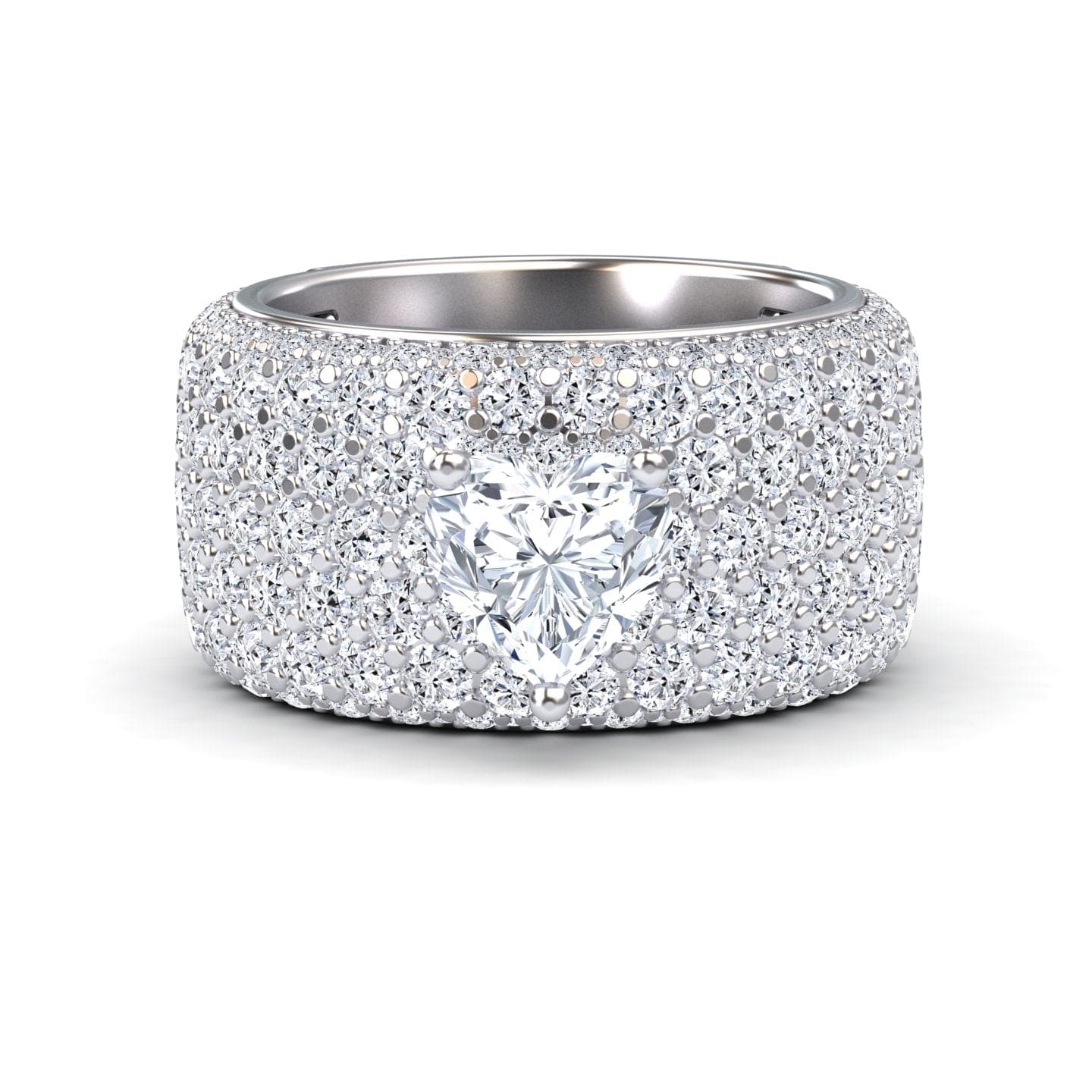 White Diamond Pave Dome Statement Engagement Ring - Valeria