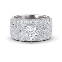 White Diamond Pave Dome Statement Engagement Ring - Valeria