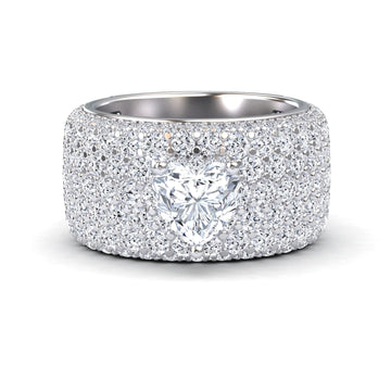 White Diamond Pave Dome Statement Engagement Ring - Valeria