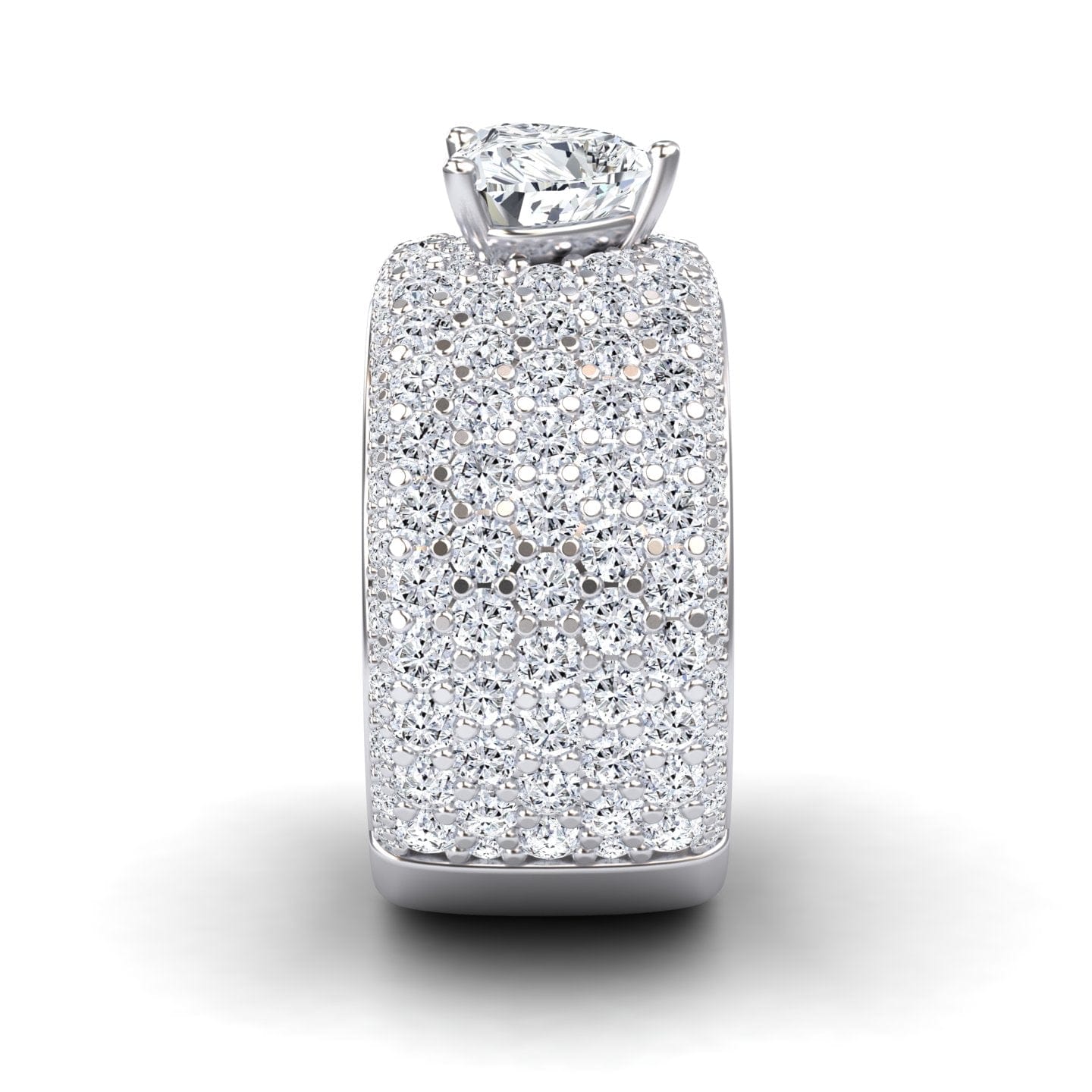 White Diamond Pave Dome Statement Engagement Ring - Valeria