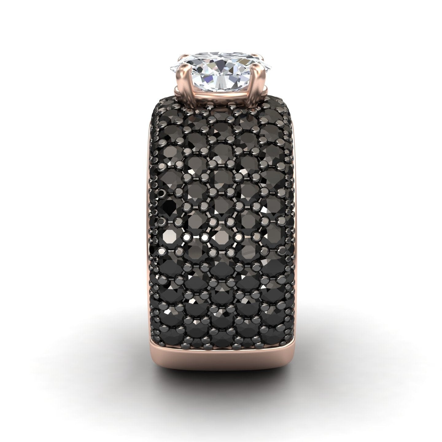 White & Black Diamond Pave Dome Statement Engagement Ring - Indigo