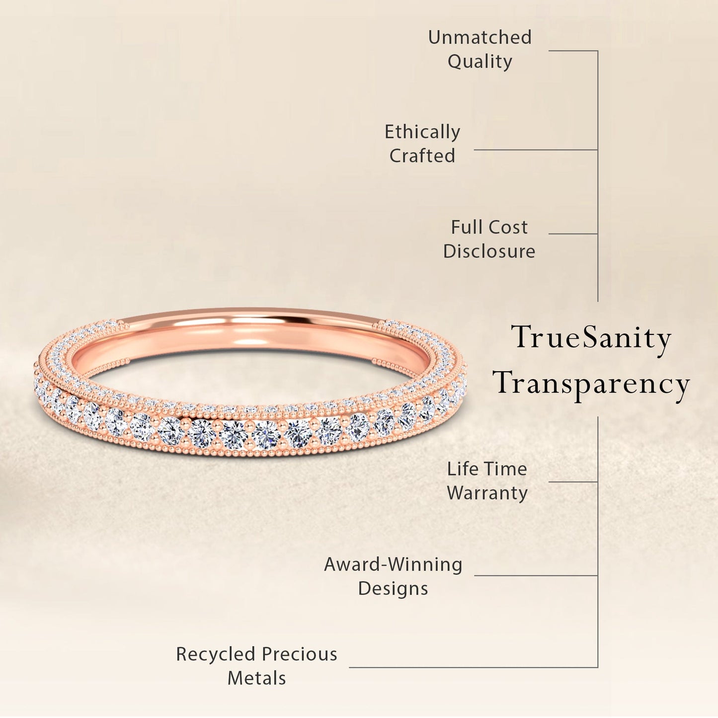 White Diamond Three-Quarter Milgrain Eternity Pave Band - Selena