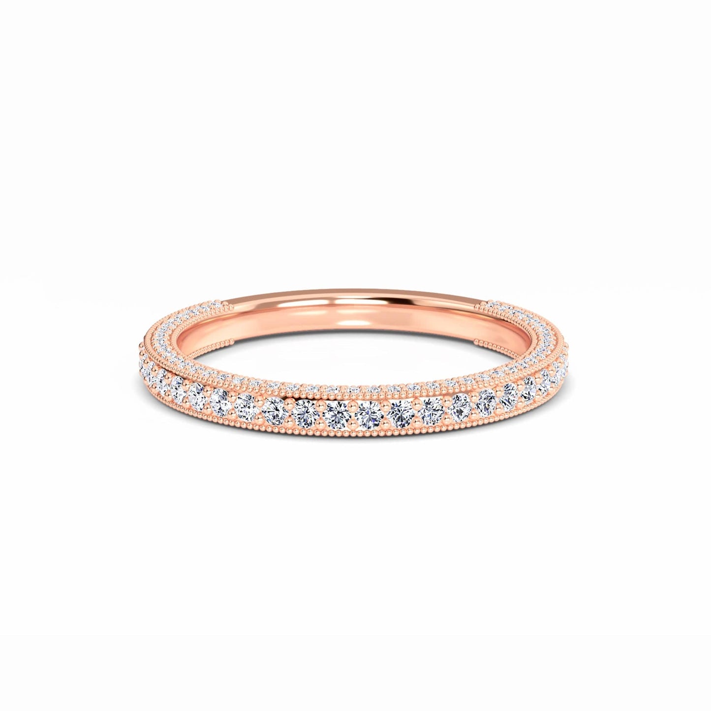 White Diamond Three-Quarter Milgrain Eternity Pave Band - Selena