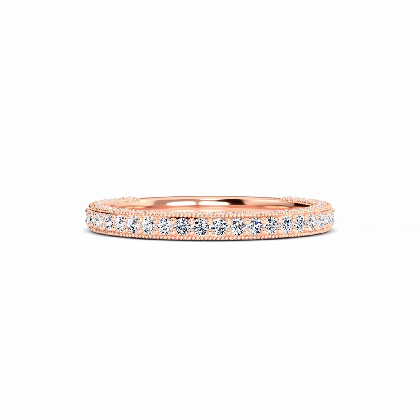 White Diamond Three-Quarter Milgrain Eternity Pave Band - Selena