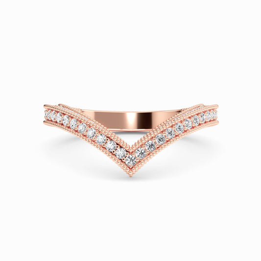 White Diamond Milgrain Edge Chevron Band - Amisha
