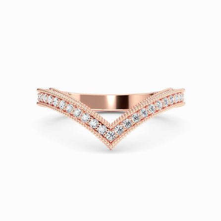 White Diamond Milgrain Edge Chevron Band - Amisha