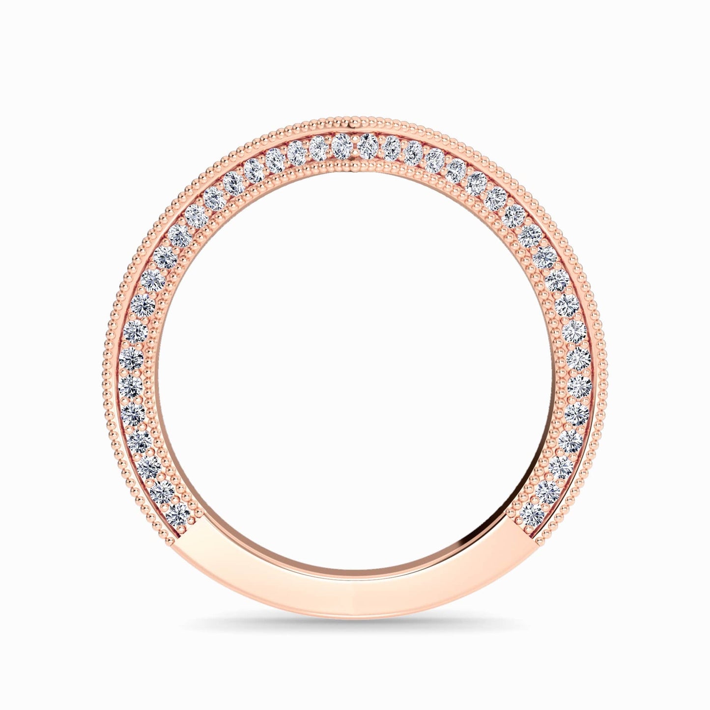 White Diamond Milgrain Edge Chevron Band - Amisha