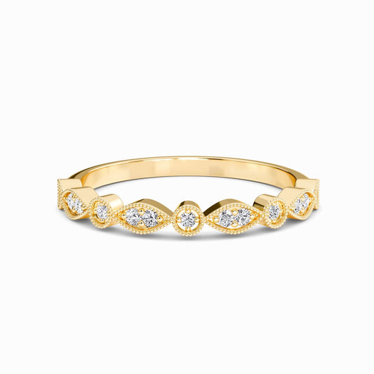 White Diamond Vintage Milgrain Band - Delaney