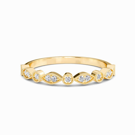 White Diamond Vintage Milgrain Band - Delaney