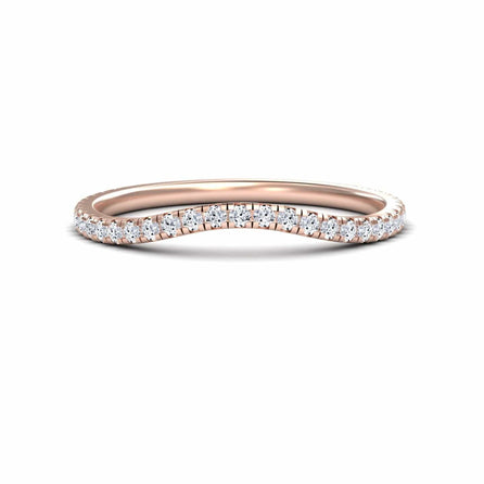 White Diamond Curved Pave Wedding Band - Sunaina