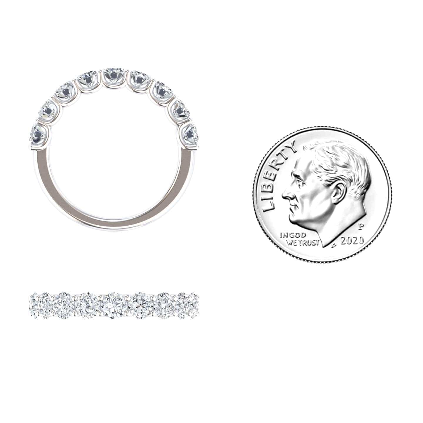White Diamond Classic Shared Prong Half Eternity Band - Mirta