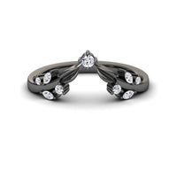 White Diamond Midnight Leaf Wedding Band - Parineeti