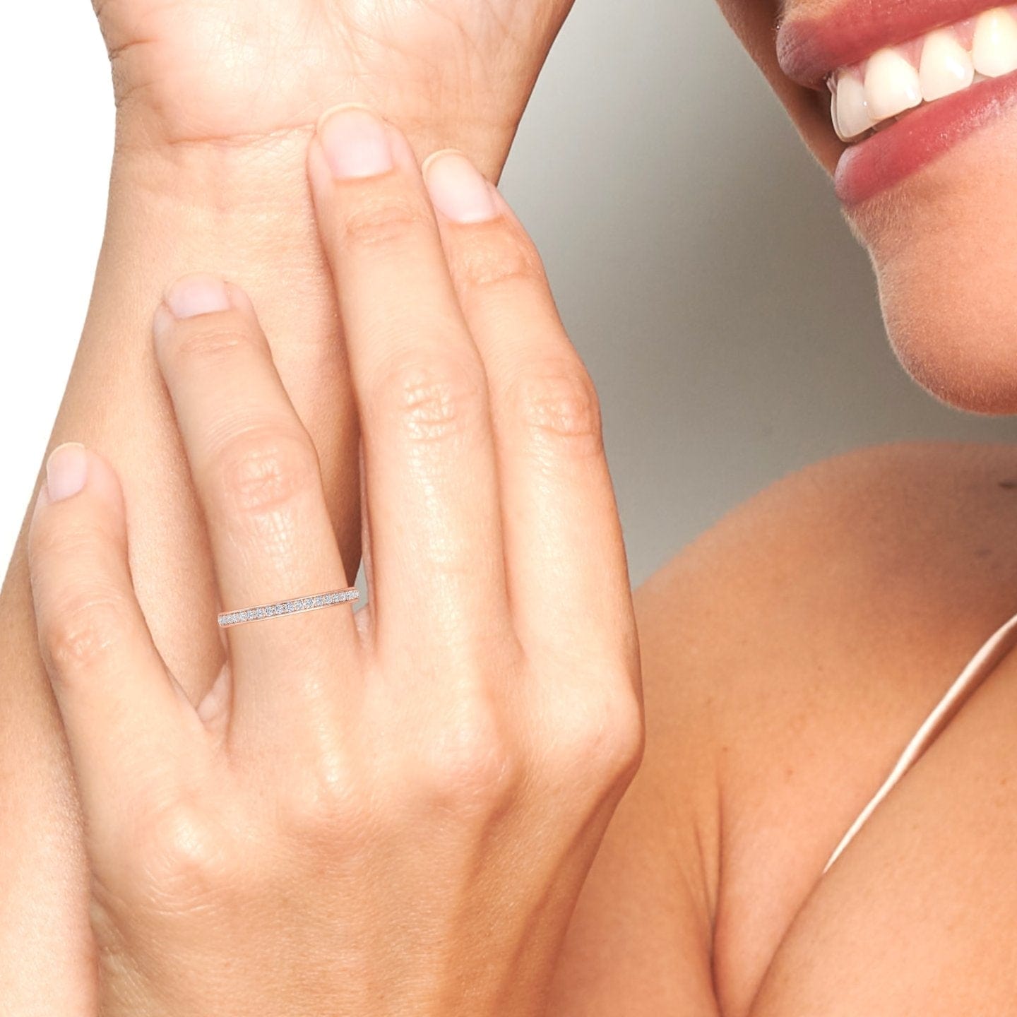 White Diamond Half Eternity Wedding Band - Yanjuan