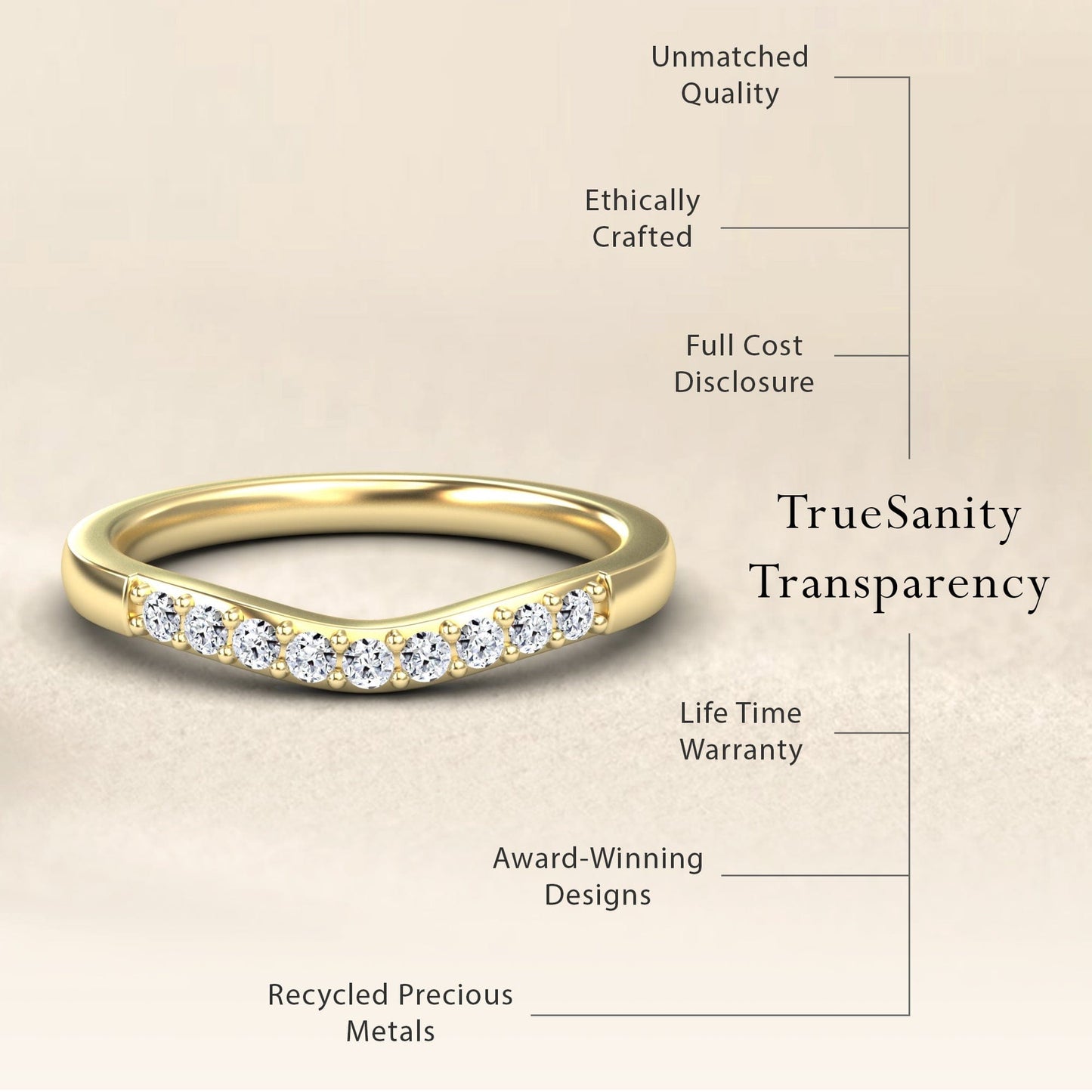 White Diamond Pave Accents Six-Prong Engagement Ring - Ruyue
