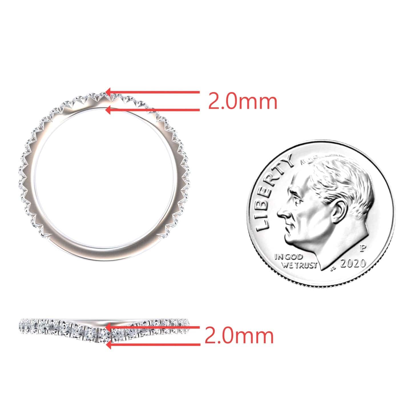 White Diamond Pave Wave Band - Wen