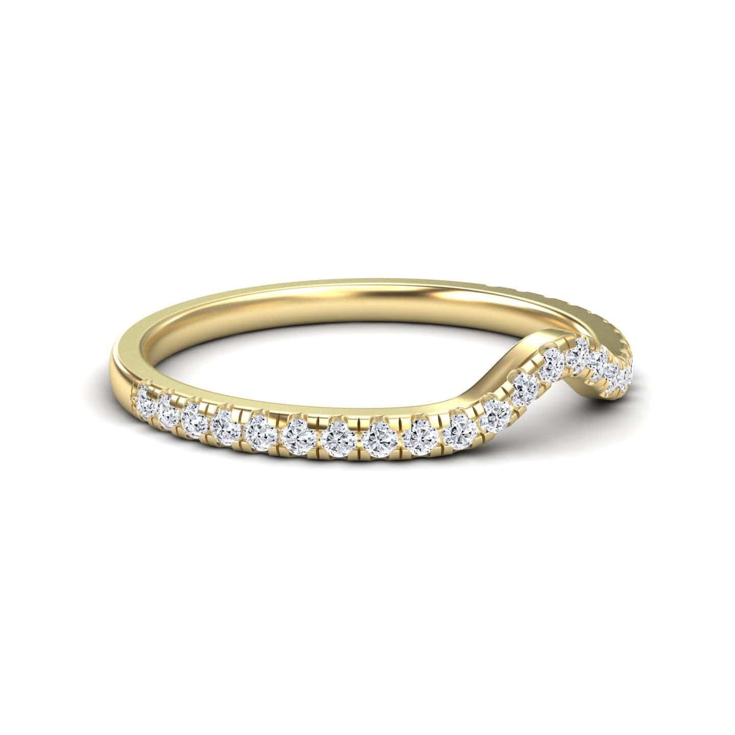 White Diamond Chevron Contour Wedding Band - Lorena