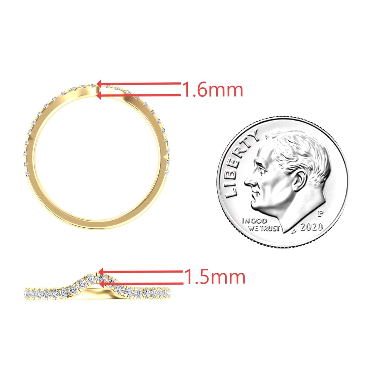 White Diamond Chevron Contour Wedding Band - Lorena