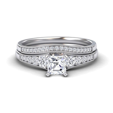 White Diamond Vintage-Inspired Bridal Engagement Ring - Tracy
