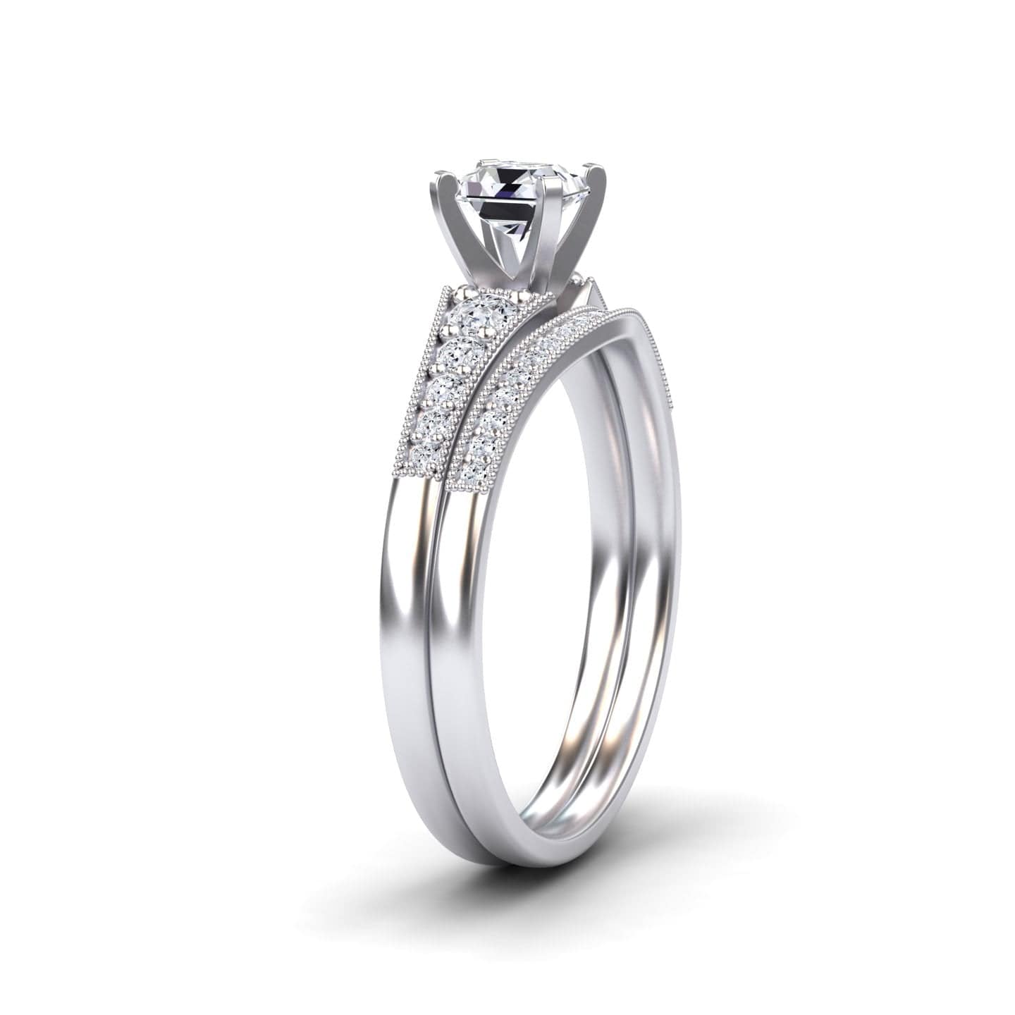 White Diamond Vintage-Inspired Bridal Engagement Ring - Tracy
