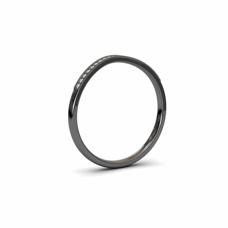 White Diamond Milgrain Curved Wedding Band - Xiumei