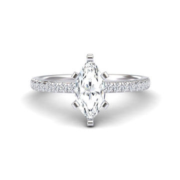 White Diamond Modern Pave Set Engagement Ring - Nerissa