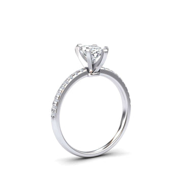White Diamond Modern Pave Set Engagement Ring - Nerissa