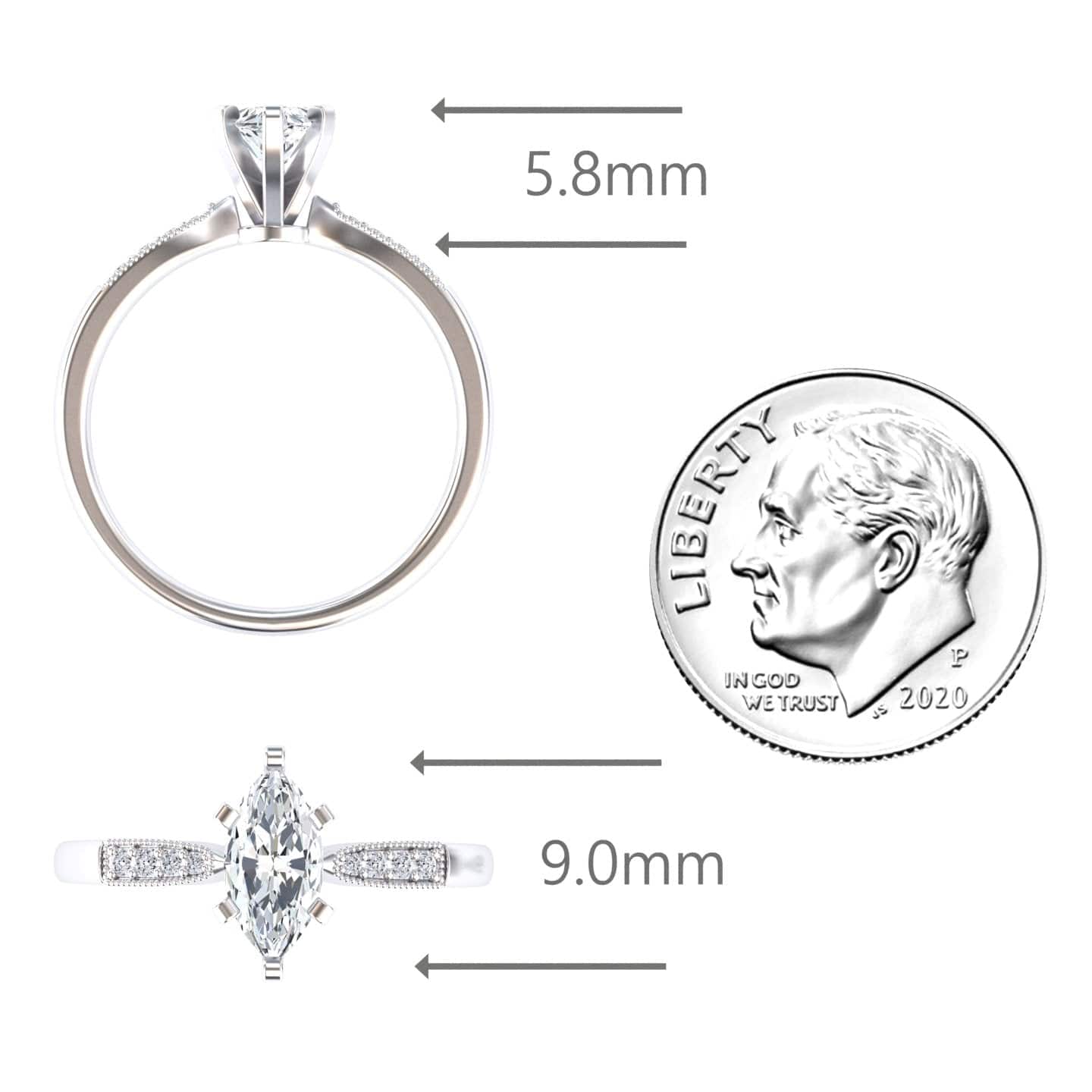 White Diamond Modern Pave Set Engagement Ring - Nerissa