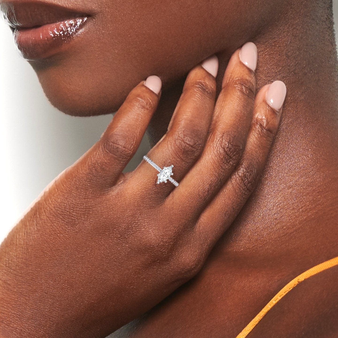 White Diamond Modern Pave Set Engagement Ring - Nerissa