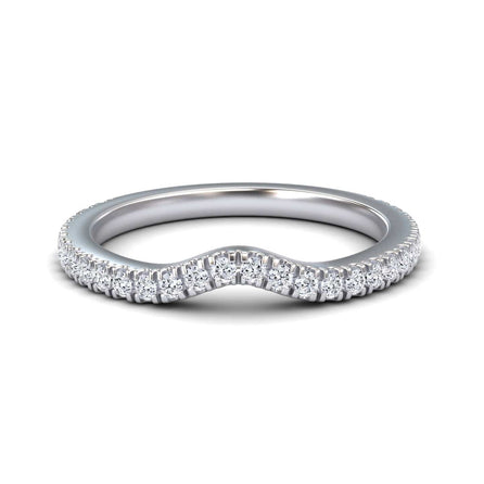 White Diamond Three-Quarter Curved Wedding Band - Chunhua