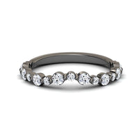 White Diamond Three-Quarter Modern Curved Wedding Band - Xinyi