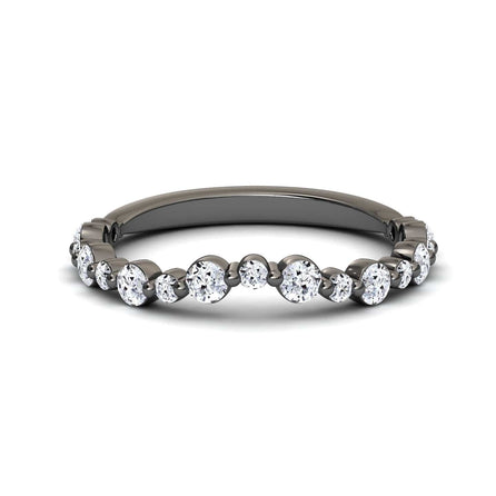 White Diamond Three-Quarter Modern Curved Wedding Band - Xinyi