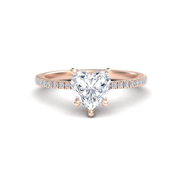 White Diamond Elegant Pave Solitaire Engagement Ring - Anahi