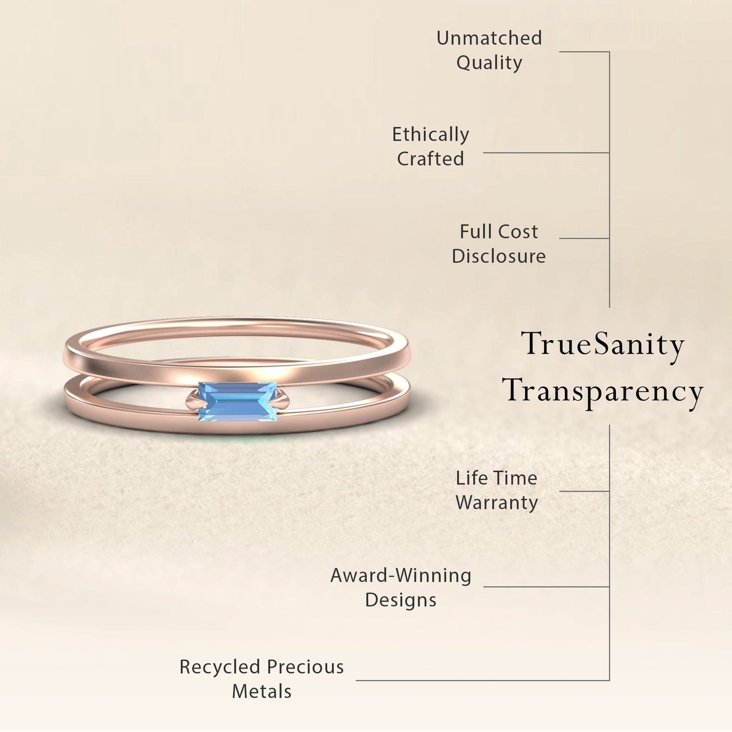 Swiss Blue Topaz Minimalist Double Band Ring - Alia