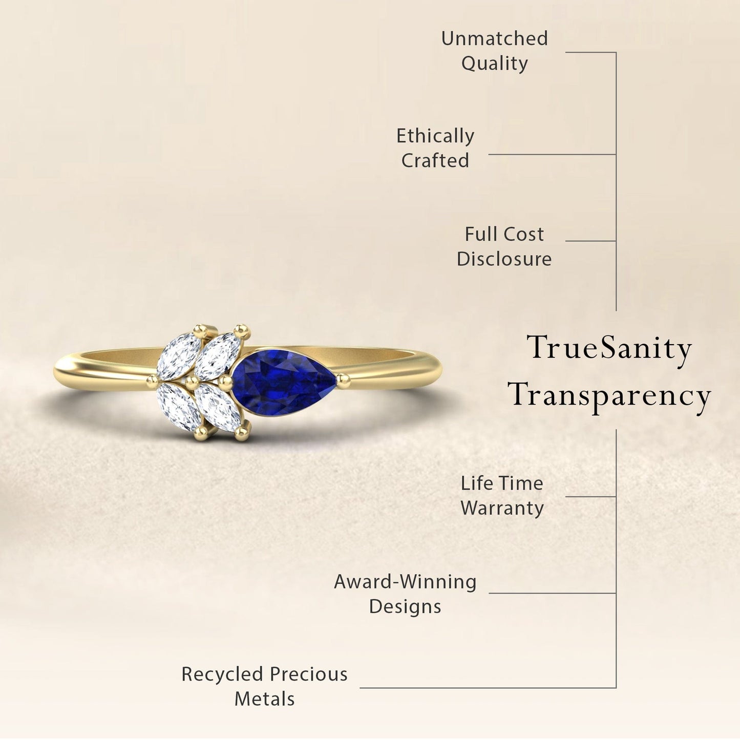 Blue Sapphire & Diamond Fancy Ring - Julia