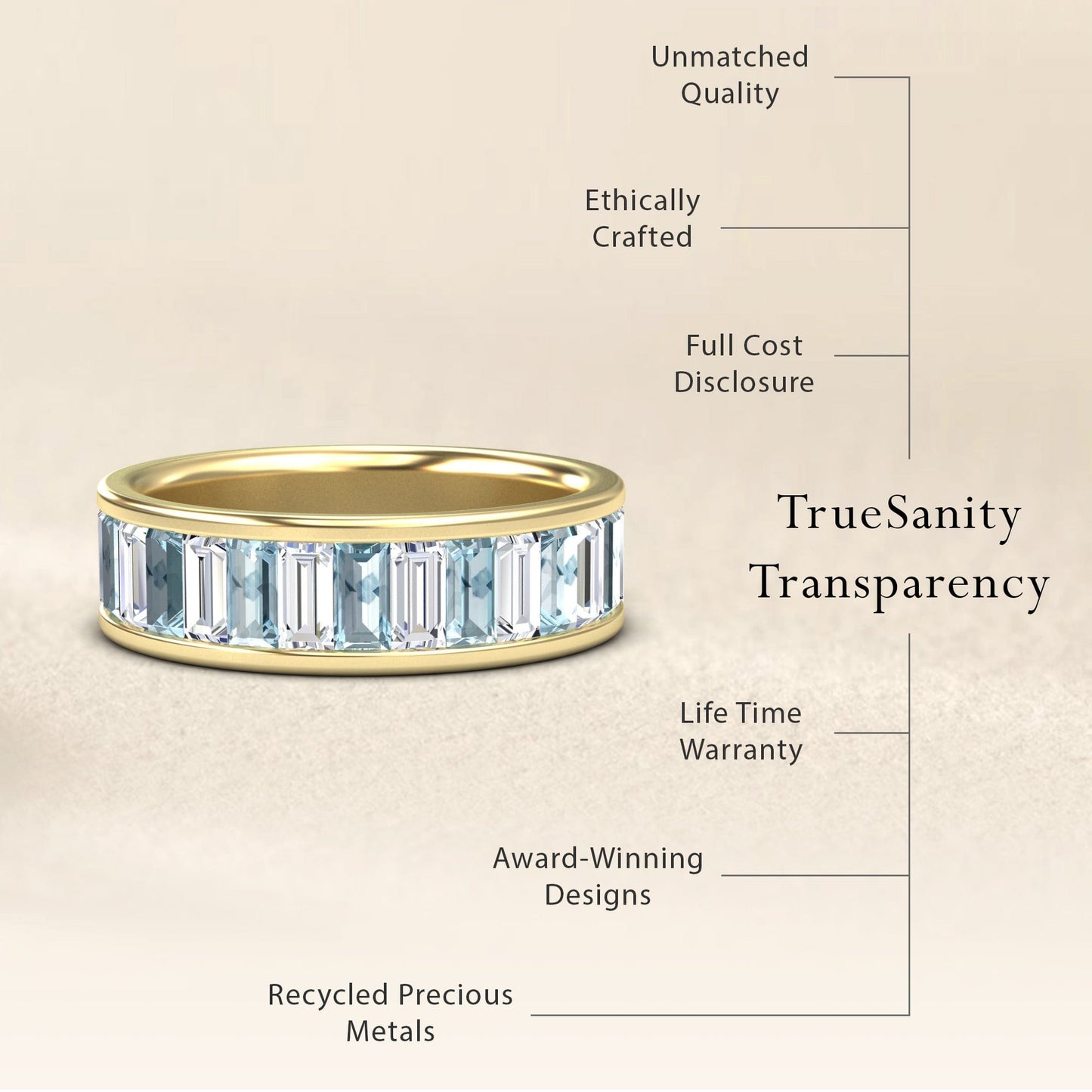 Aquamarine & Diamond Channel-Set Eternity Band - Kyra