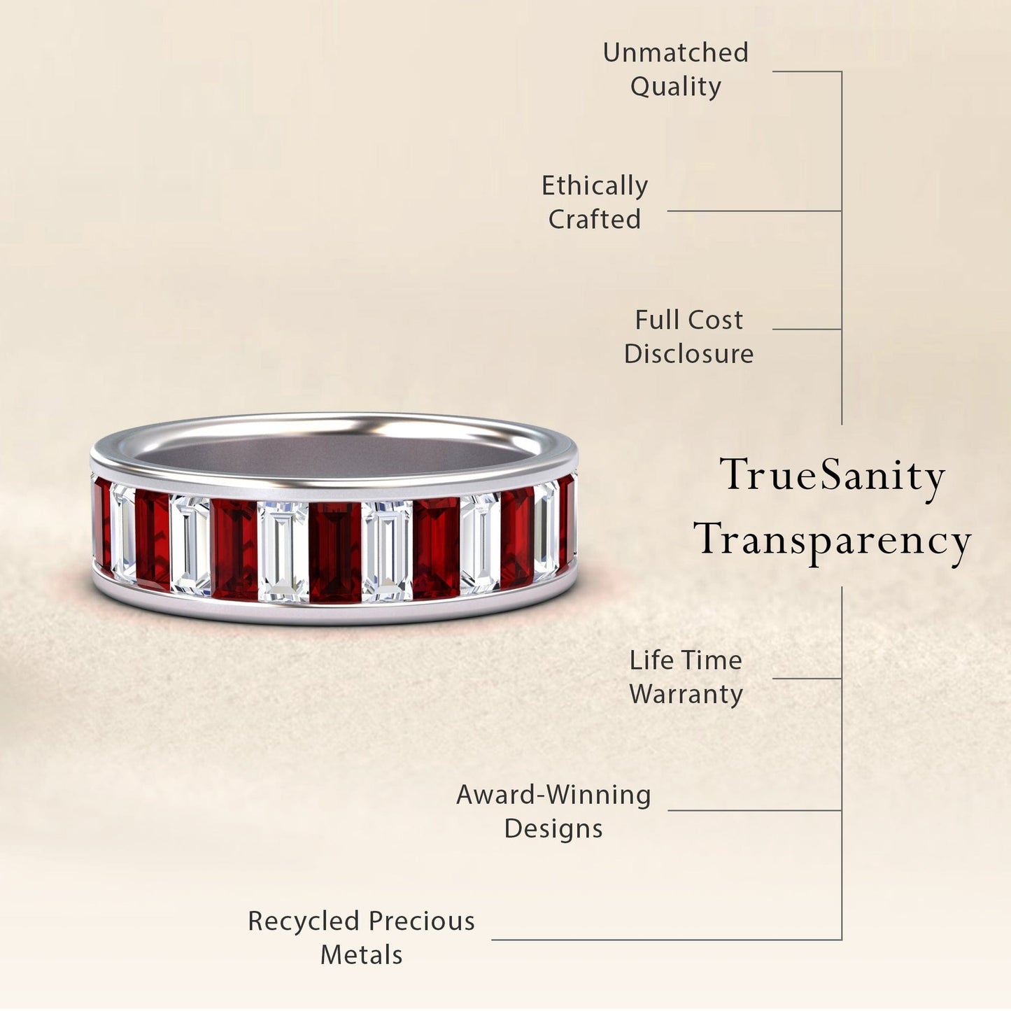 Garnet & Diamond Channel-Set Eternity Band - Kyra