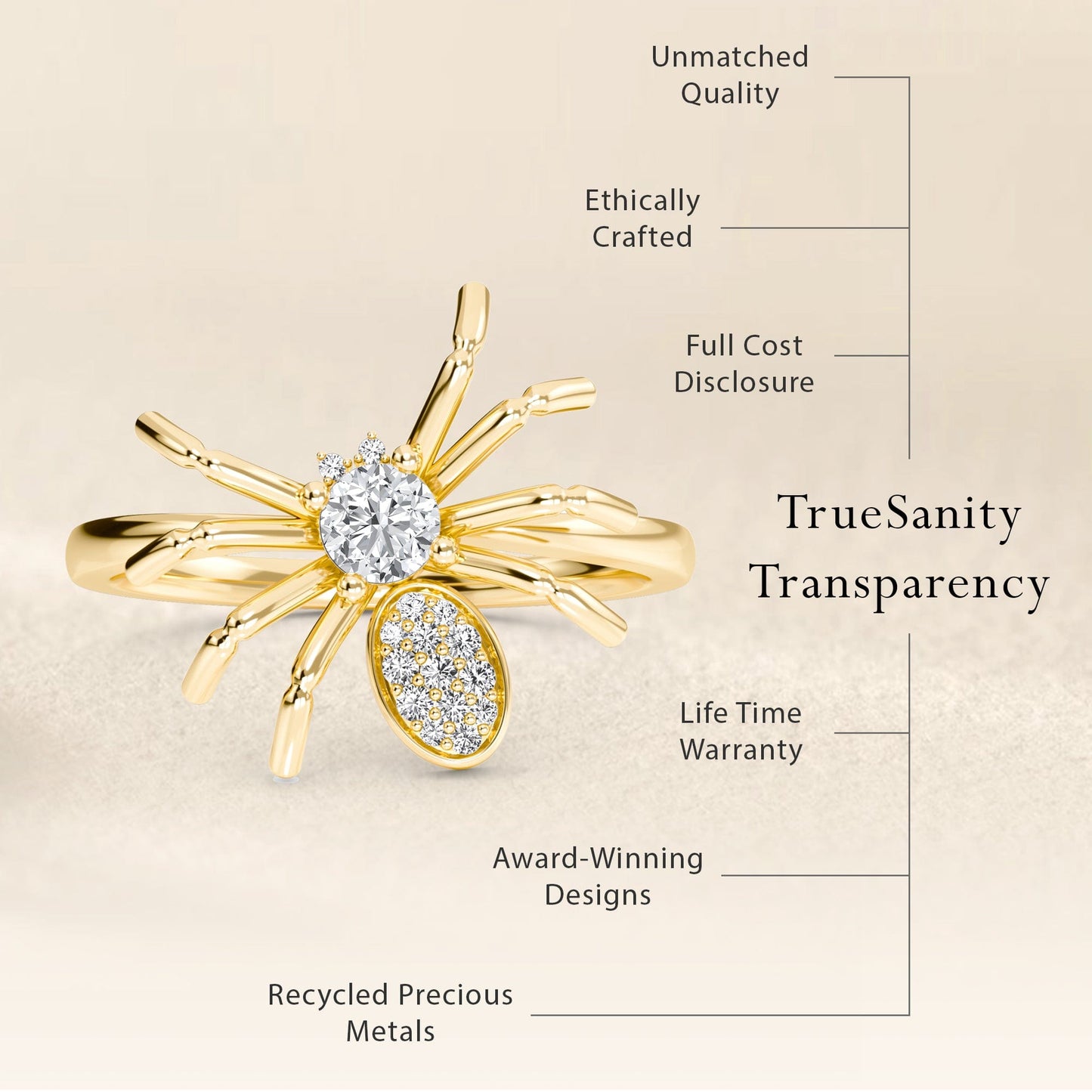 White Diamond Spider Statement Ring - Ainsley