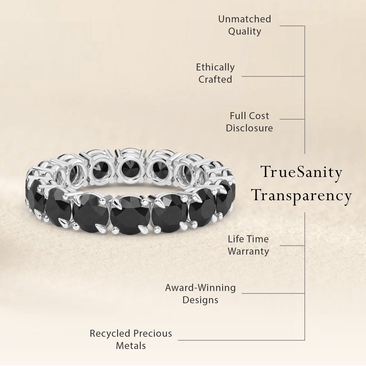 Black Diamond Prong Set Eternity Band - Mehak