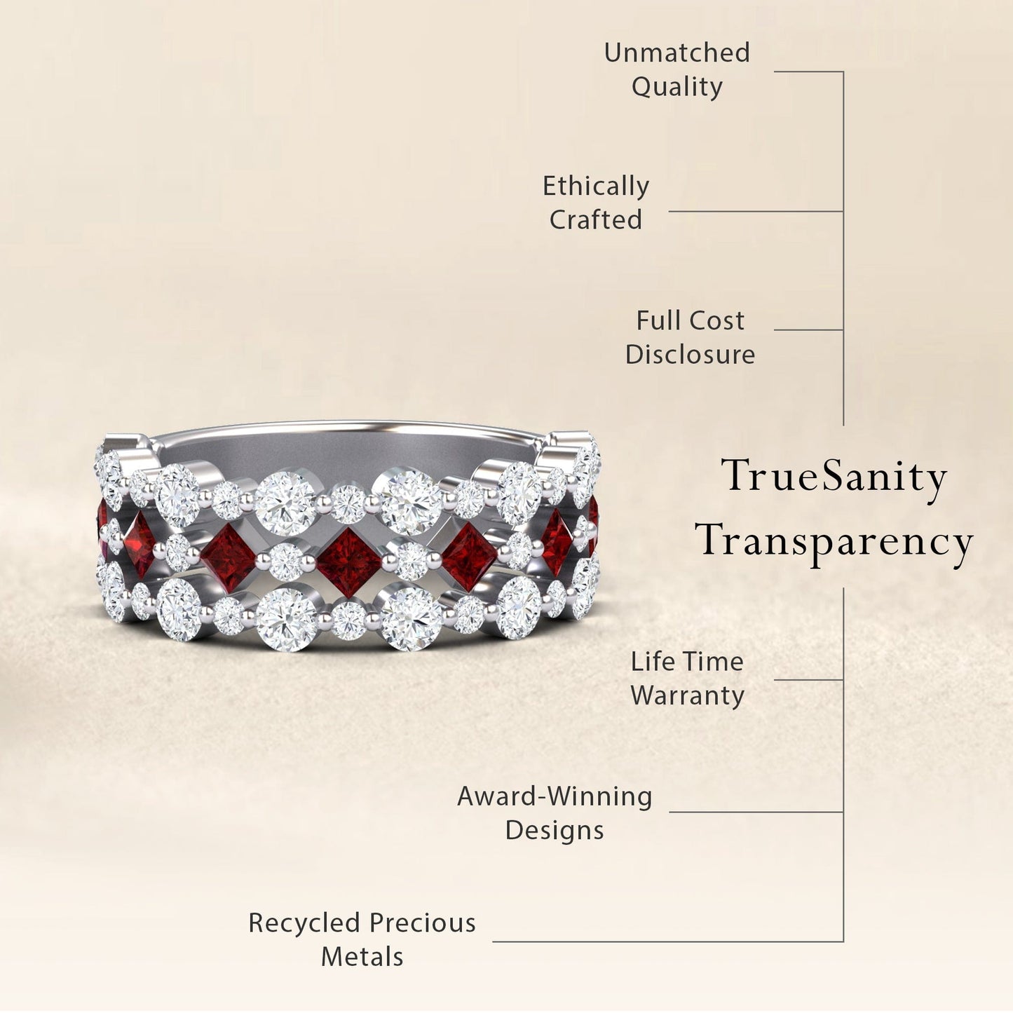 Ruby & Diamond Lace Band Ring - Victoria