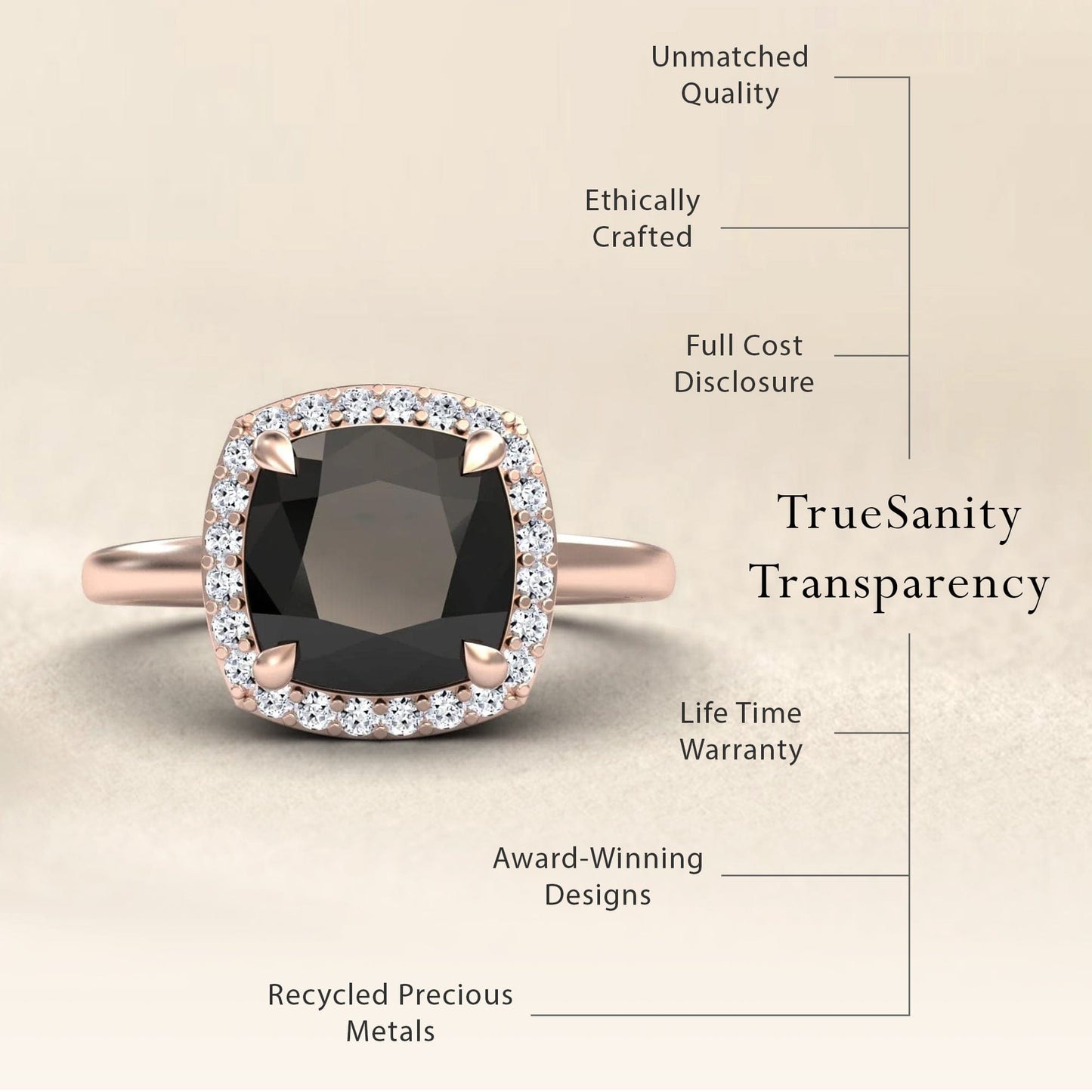 Black & White Diamond Halo Ring - Ziva