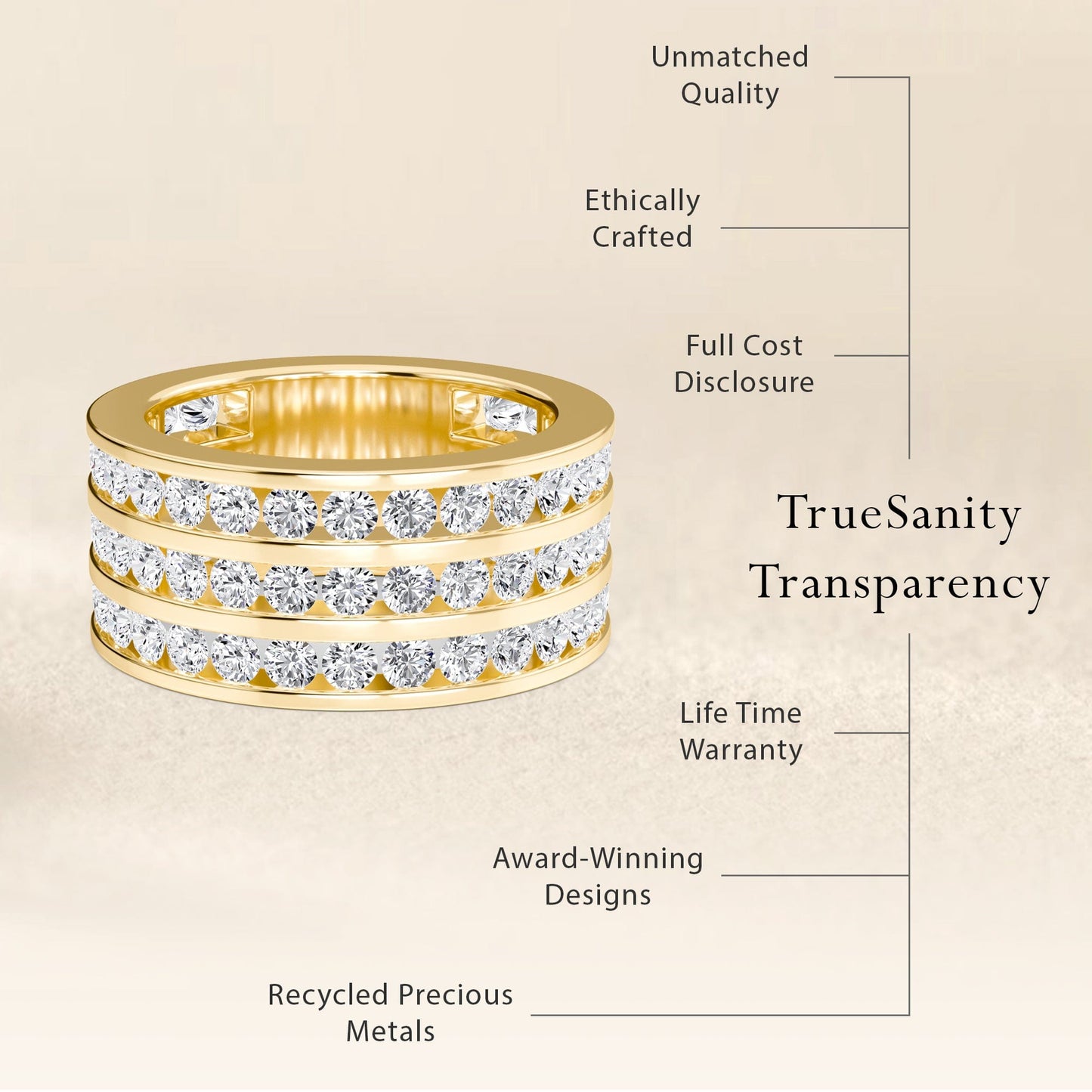 Triple Row Diamond Eternity Band - Sawyer